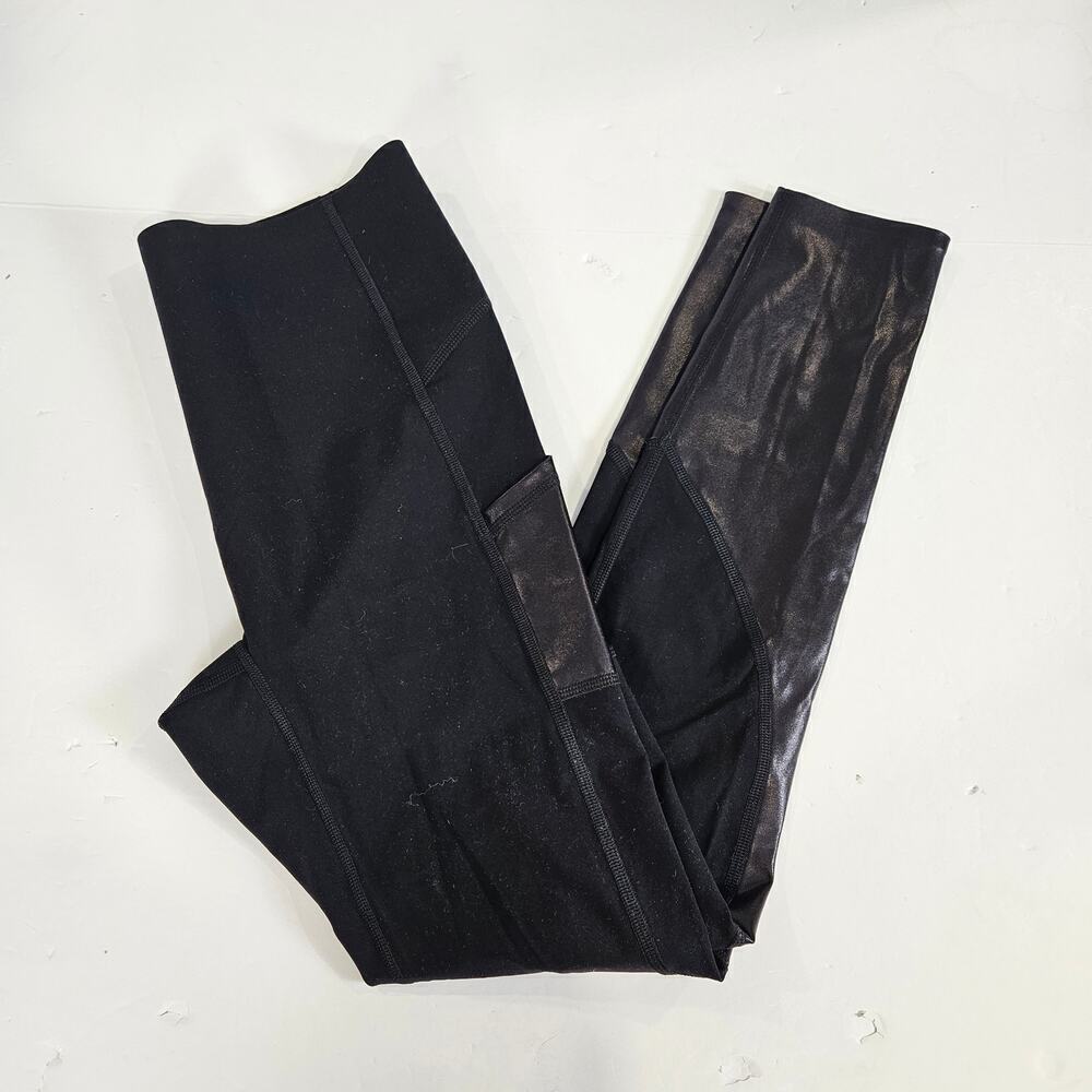 SPANX Black Moto Ponte Faux Leather Leggings - Small